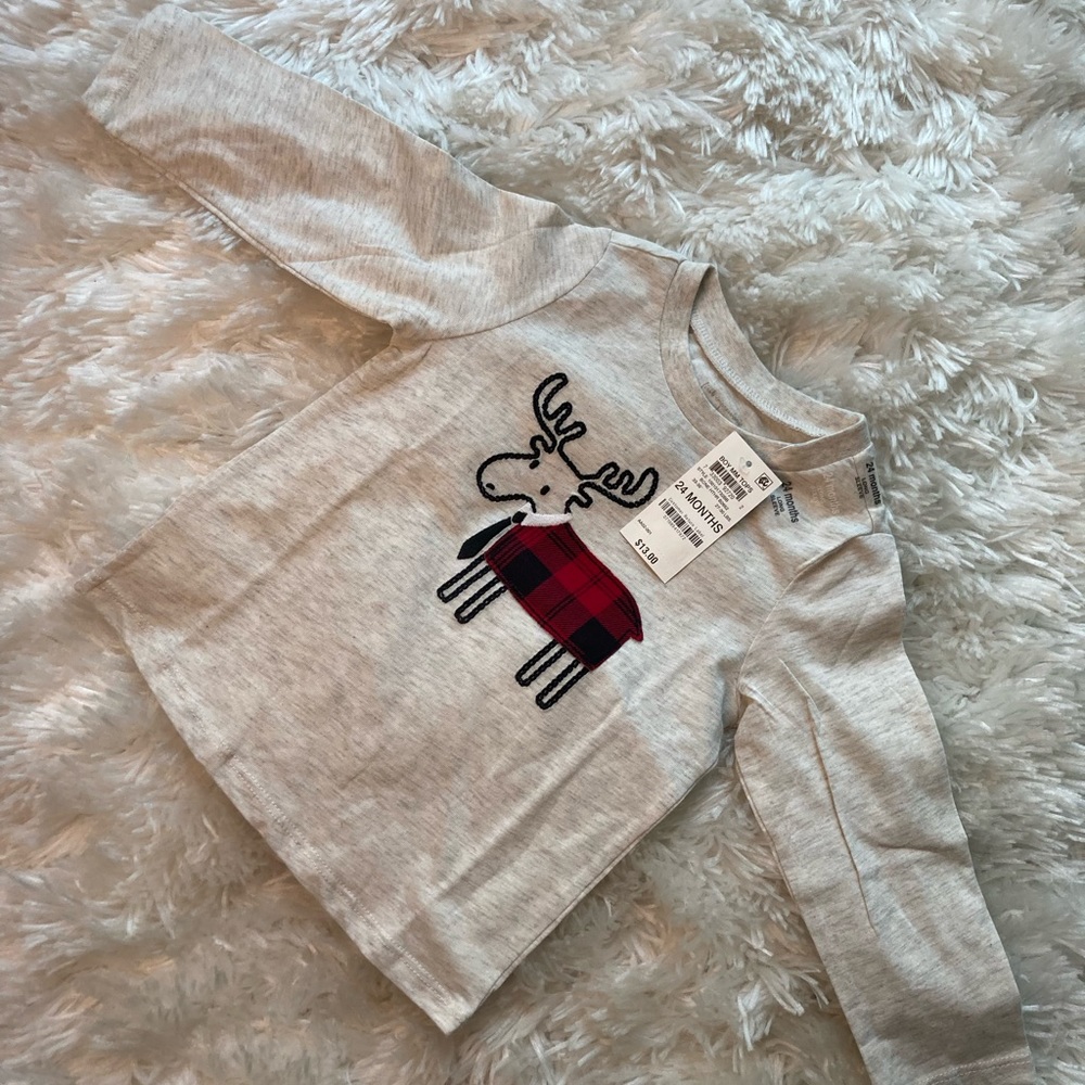 First Impressions Sz 24 mo Bone heather long sleeve tee. NWT